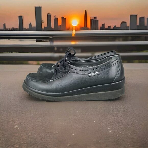 Mephisto Shoes - ✅Mephisto Air Jet Black Leather Suede Lace Up Wedge Oxford Shoes Women’s US 7